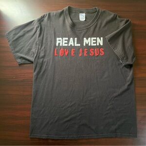 Vintage Jesus T-Shirt Real Men Love Jesus Epistles Size Large